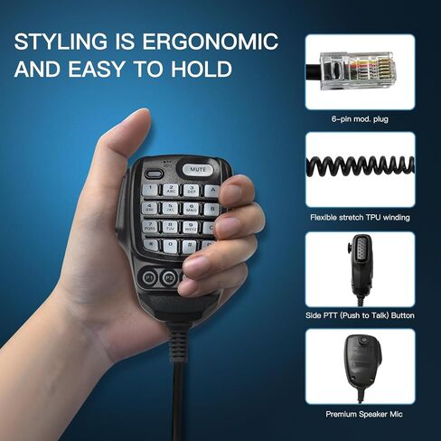 ميكروفون سيارة محمول بمكبر صوت SSM-85D مع لوحة مفاتيح DTMF وكابل معزز مناسب لـ YAESU FTM-300DR FTM-200DE FTM-200DR FTM-300DE جهاز لاسلكي in Kuwait