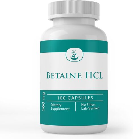 Pure Original Ingredients Betaine HCL, (100 Capsules) Always Pure, No Additives Or Fillers, Lab Verified in Saudi Arabia