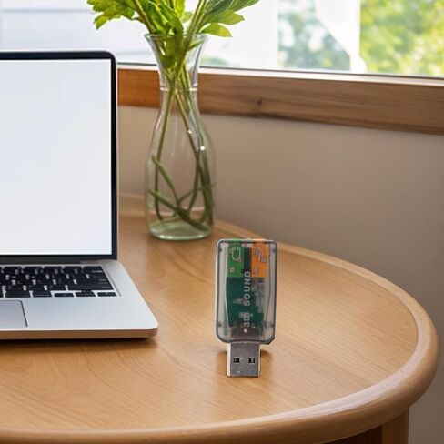 بطاقة صوت USB 5.1 قناة واجهة صوت خارجية مع تقنية Xear 3D، USB 2.0 كامل السرعة وتشغيل الكمبيوتر المكتبي المحمول، مقبض الصوت الرقمي، أسود in Kuwait