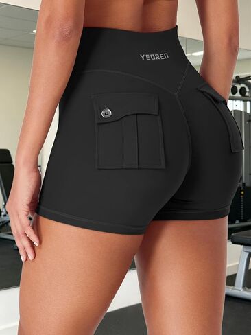 CoreFlex Cargo Pocket Workout Shorts for Women Scrunch Zipper 3.6" High Waisted Yoga Gym Shorts in Saudi Arabia