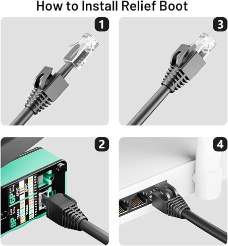 50 حزمة Cat6A/Cat7 إيثرنت RJ45 أحذية تخفيف الضغط غطاء موصل غطاء (7.5 مم OD) (أسود) in Kuwait