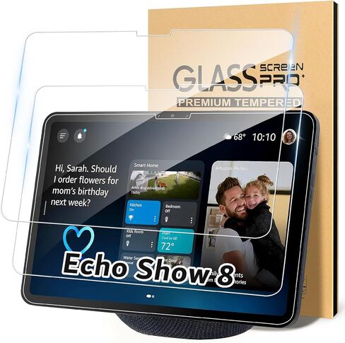 واقي شاشة مكون من قطعتين لهاتف Echo Show 8 2025 الجيل الرابع، زجاج مقسى بصلابة 9H لـ Show 8 2025 8.7 بوصة، مقاوم للخدش، واقي شاشة عالي الدقة in Kuwait