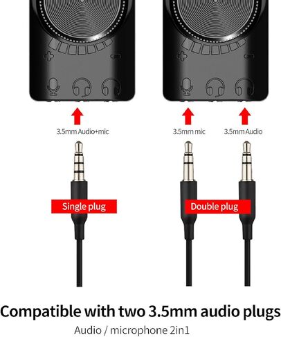 Tangxi External USB Sound Card with Virtual 7.1 Surround Sound, SB 2.0 to 3.5mm Jack Audio Adapter with Volume Control & Mute for PC Gaming Headset in Kuwait