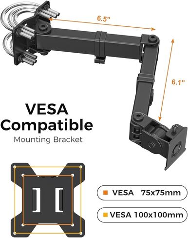 suptek Single Monitor Arm for Desk Mount Stand,Adjustable Monitor Arm for 13 to 32 inch Screen,Load Capacity 22lbs, Pole Adjustable Supports 0.8-2.4 Inch, VESA 75/100mm Black(MD6DBG) in Kuwait