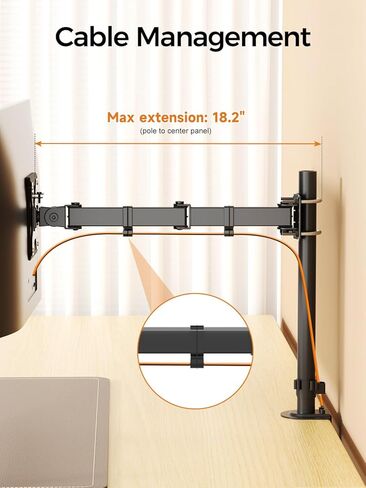 suptek Single Monitor Arm for Desk Mount Stand,Adjustable Monitor Arm for 13 to 32 inch Screen,Load Capacity 22lbs, Pole Adjustable Supports 0.8-2.4 Inch, VESA 75/100mm Black(MD6DBG) in Kuwait