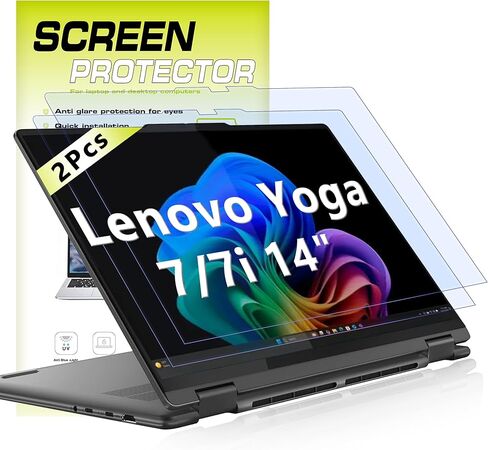 2 Pack Anti Blue Light Screen Protector for Lenovo Yoga 7 / 7i 14 Inch 2-in-1 Touchscreen Laptop (14IML9/14AHP9/14ARP8/14IRL8), Anti Glare Anti Fingerprint Matte Shield with HD Clarity in Kuwait