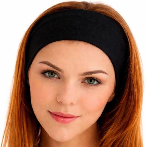 Headbands for Women Men Solid Color Non-Slip for Yoga, Fashion Sports Hair Bands for Men, Women's Hair, Soft Cotton Fabric Stretchy Headbands for Women for Workout Fitness Running in Saudi Arabia