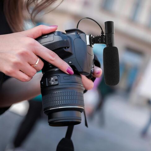 ميكروفون مقابلة Uonlytech خارجي DSLR لتسجيل فيديو الكاميرا، ميكروفون محمول لإعداد التقارير مع حامل للصدمات للصحفيين المحترفين ومدوني الفيديو in Kuwait