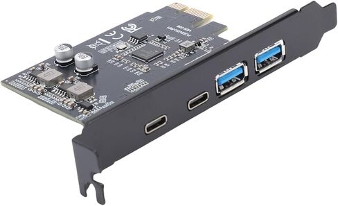 بطاقة توسيع PCIe إلى USB 3.2 Gen1، محول 4 منافذ بسرعة 5 جيجابت في الثانية، التوصيل والتشغيل لأجهزة الكمبيوتر المكتبية، 11/10/8/7، ورقاقة، نقل بيانات عالي السرعة in Kuwait
