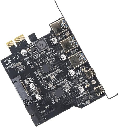 GLOGLOW Nan PCIe to USB 3.2 Gen 2 Card, Black, 5 Port Expansion Card 20Gbps for Desktops and Laptops Desktop Computers and Peripherals in Kuwait