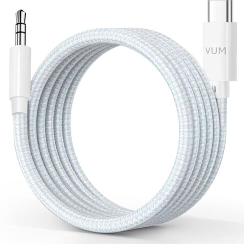 كابل صوت VUM Aux إلى USB C، ستيريو هاي فاي 32 بت/384 كيلو هرتز، نقاء 99.99% من النحاس الخالي من الأكسجين المطلي بالفضة USB-C ذكر إلى 3.5 مم سلك مساعد عالي الدقة للسيارة وسماعات الرأس ومكبرات الصوت (4 أقدام) in Kuwait