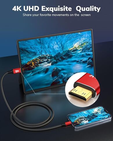 كابل 4K USB C إلى Mini HDMI بطول 1 قدم، يدعم 4K@60 هرتز، 2K@120 هرتز، سلك عالي السرعة من النوع C إلى Mini HDMI أحادي الاتجاه، لسطح البخار، ROG Ally، الكمبيوتر المحمول، MacBook، KYY، ARZOPA، MNN شاشة محمولة in Kuwait