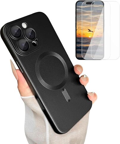 حافظة هاتف ankofave مغناطيسية لهاتف iPhone 16 Pro للنساء، [متوافقة مع المغناطيسي] تصميم معدني ناعم غير لامع مع واقيات عدسة و2 واقي شاشة لهاتف iPhone 16 Pro 6.3 بوصة - أحمر خمري in Kuwait