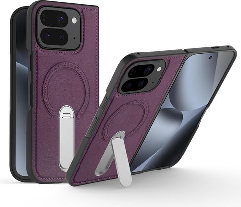 حافظة مغناطيسية لهاتف Google Pixel 9 Pro قابلة للطي مع حامل معدني غير مرئي، [متوافقة مع Magsafe] حافظة جلدية فاخرة نحيفة مضادة للانزلاق ومضادة للصدمات بدرجة ميل، أزرق in Kuwait