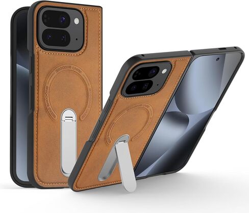 حافظة مغناطيسية لهاتف Google Pixel 9 Pro قابلة للطي مع حامل معدني غير مرئي، [متوافقة مع Magsafe] حافظة جلدية فاخرة نحيفة مضادة للانزلاق ومضادة للصدمات بدرجة ميل، أزرق in Kuwait