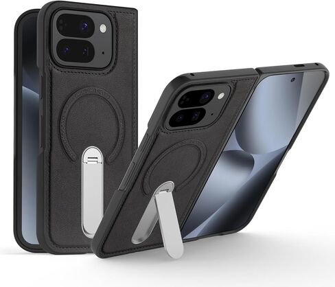 حافظة مغناطيسية لهاتف Google Pixel 9 Pro قابلة للطي مع حامل معدني غير مرئي، [متوافقة مع Magsafe] حافظة جلدية فاخرة نحيفة مضادة للانزلاق ومضادة للصدمات بدرجة ميل، أزرق in Kuwait