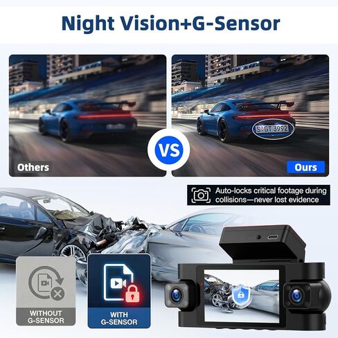 360° 4 Channel Dash Cam for Cars, 2K +1080P*3 Full HD Protection On-Dash Camera with GPS, 5GHz WiFi & App Control, Wide Angle, Night Vision, 24H Monitoring, G-Sensor, Loop Recording, Reversing Cam in Kuwait