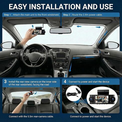 360° 4 Channel Dash Cam for Cars, 2K +1080P*3 Full HD Protection On-Dash Camera with GPS, 5GHz WiFi & App Control, Wide Angle, Night Vision, 24H Monitoring, G-Sensor, Loop Recording, Reversing Cam in Kuwait