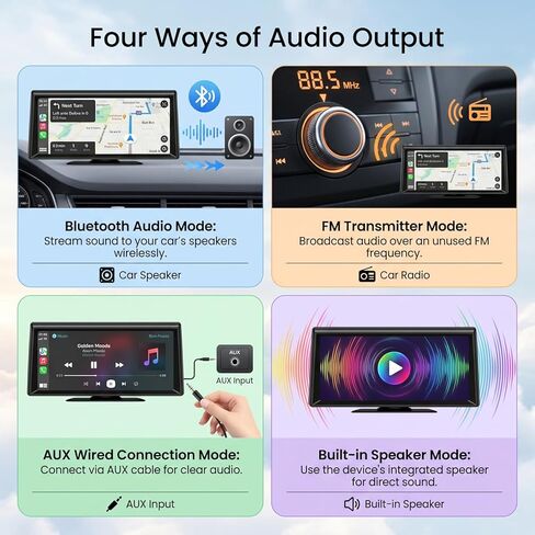 Wireless CarPlay Screen 8.1" Portable Car Stereo with CarPlay iOS & Android Auto 2K Dash Cam 1080P Backup Camera Bluetooth Voice Control GPS Compatible with Most Cars Trucks SUVs Vans in Kuwait