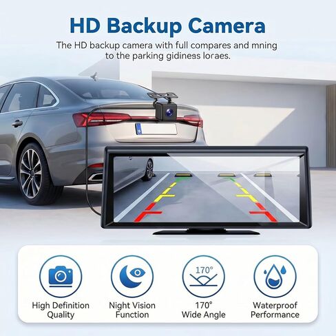 Wireless CarPlay Screen 8.1" Portable Car Stereo with CarPlay iOS & Android Auto 2K Dash Cam 1080P Backup Camera Bluetooth Voice Control GPS Compatible with Most Cars Trucks SUVs Vans in Kuwait