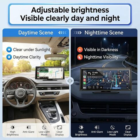 Wireless CarPlay Screen 8.1" Portable Car Stereo with CarPlay iOS & Android Auto 2K Dash Cam 1080P Backup Camera Bluetooth Voice Control GPS Compatible with Most Cars Trucks SUVs Vans in Kuwait