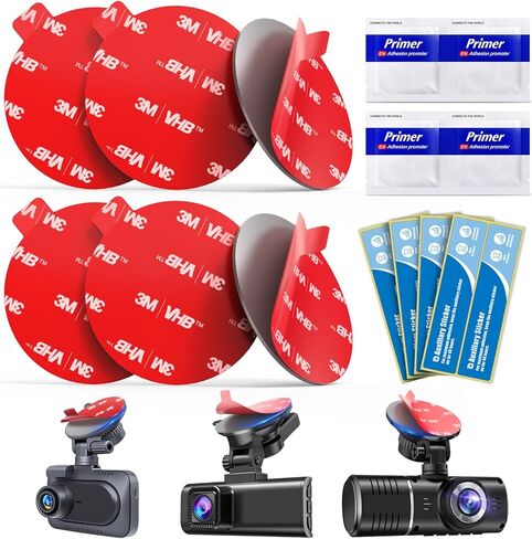 لاصق مزدوج الجوانب لكاميرا Dash Cam: 6 قطع شريط لاصق مقاوم للحرارة 56 مم لتركيب Dashcam - ملصق بديل للتثبيت 3M VHB لنافذة الزجاج الأمامي لكاميرا السيارة مع 4 مروج التصاق in Kuwait