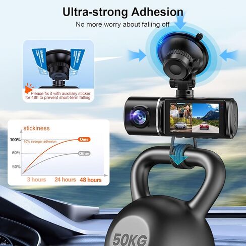 لاصق مزدوج الجوانب لكاميرا Dash Cam: 6 قطع شريط لاصق مقاوم للحرارة 56 مم لتركيب Dashcam - ملصق بديل للتثبيت 3M VHB لنافذة الزجاج الأمامي لكاميرا السيارة مع 4 مروج التصاق in Kuwait