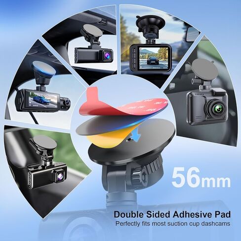 لاصق مزدوج الجوانب لكاميرا Dash Cam: 6 قطع شريط لاصق مقاوم للحرارة 56 مم لتركيب Dashcam - ملصق بديل للتثبيت 3M VHB لنافذة الزجاج الأمامي لكاميرا السيارة مع 4 مروج التصاق in Kuwait