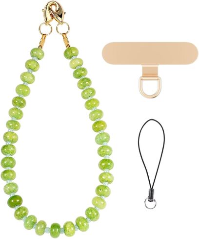 CH.yishi Beaded Phone Charm Wrist Strap Steel Cable Core Stringing, Detachable Phone Bracelet Strap with Metal Tether Tab in Kuwait