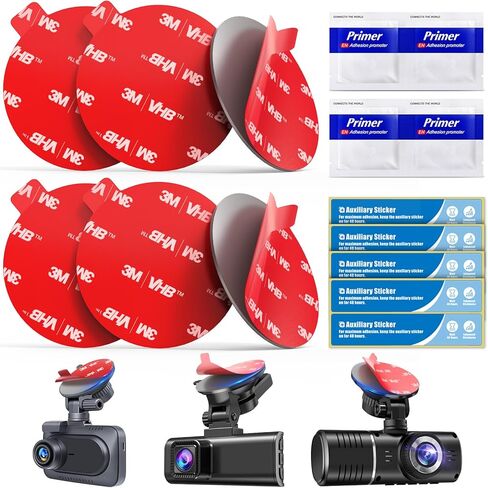 لاصق مزدوج الجوانب لكاميرا Dash Cam: 6 قطع شريط لاصق مقاوم للحرارة 56 مم لتركيب Dashcam - ملصق بديل للتثبيت 3M VHB لنافذة الزجاج الأمامي لكاميرا السيارة مع 4 مروج التصاق in Kuwait