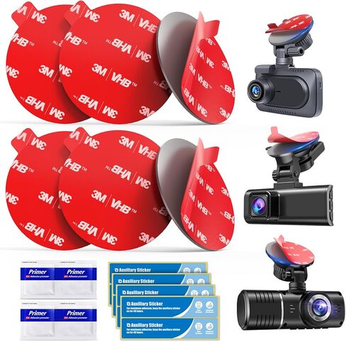 لاصق مزدوج الجوانب لكاميرا Dash Cam: 6 قطع شريط لاصق مقاوم للحرارة 56 مم لتركيب Dashcam - ملصق بديل للتثبيت 3M VHB لنافذة الزجاج الأمامي لكاميرا السيارة مع 4 مروج التصاق in Kuwait