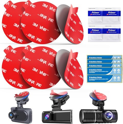 لاصق مزدوج الجوانب لكاميرا Dash Cam: 6 قطع شريط لاصق مقاوم للحرارة 56 مم لتركيب Dashcam - ملصق بديل للتثبيت 3M VHB لنافذة الزجاج الأمامي لكاميرا السيارة مع 4 مروج التصاق in Kuwait