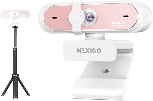 طقم كاميرا ويب NexiGo 4K UHD، كاميرا ويب N660P Pro مع عدسة خالية من التشويه، تركيز تلقائي 1080p 60 إطارًا في الثانية، 3DNR، ميكروفونات إلغاء الضوضاء، حامل ثلاثي صغير خفيف الوزن، للألعاب/البث المباشر/الكمبيوتر الشخصي/Mac/Switch 2، وردي in Kuwait