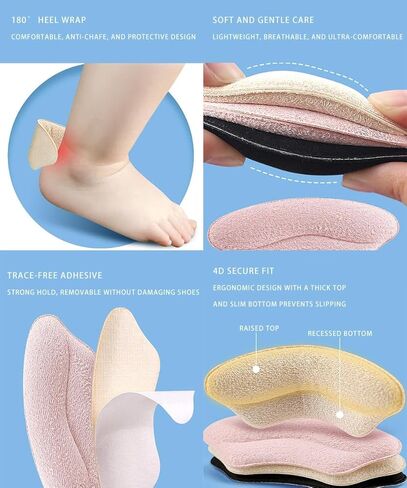 Small Heel Liner, Heel Cushion Inserts, Small Pads, Grips for Loose Shoe (2 Pairs-Pink) in Saudi Arabia