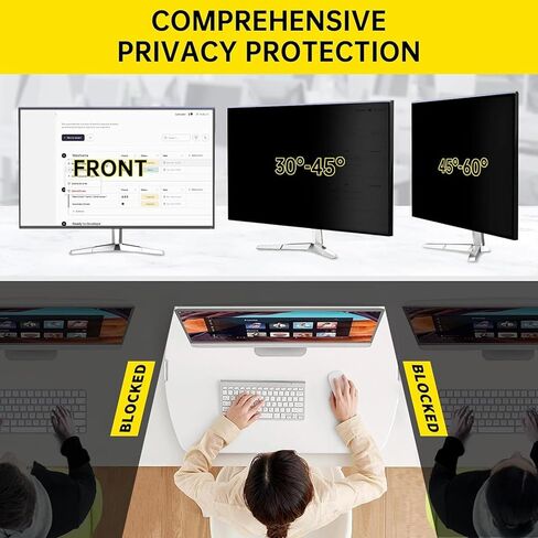 32 Inch Computer Screen Filter, Hanging Design No Adhesive Anti Blue Light Protection Scratch Proof, with 16:9 Aspect Ratio, for Office Work Space Public Areas in Kuwait