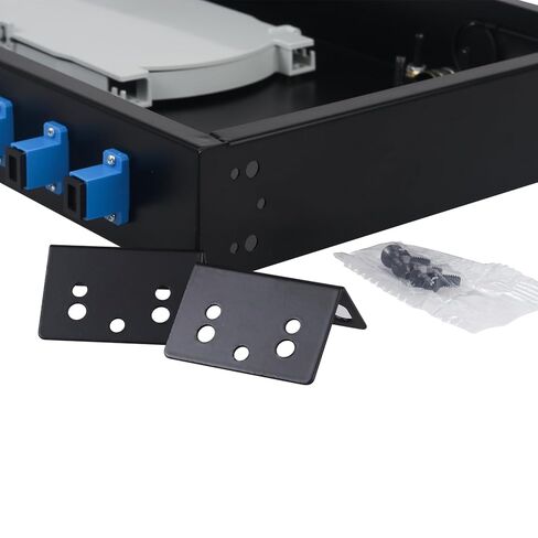 Xunsomten-12 Singlemode 12 Port SC-UPC Rack Mount Enclosure Box & Splice Trays Fiber Cables Kit, 12 Core LGX Loaded Patch Panel Box fits for 19" Racks Cabinet (Include Pigtail & Couplers) in Kuwait