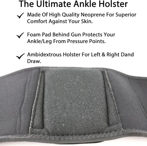Ultimate Ankle Holster by ComfortTac, Compatible with Glock 42, 43, 36, 26, Smith and Wesson Bodyguard .380.38, Ruger LCP, LC9, Sig Sauer, and Similar Guns in Kuwait