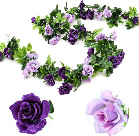 Veryhome 2pcs Artificial Flowers Garland Eucalyptus Garland Peonies Artificial Flowers Faux Flower Vines for Bedroom Room Decor Wall Hanging Plant for Wedding Arch Party Decor (Vintage Pink) in Saudi Arabia
