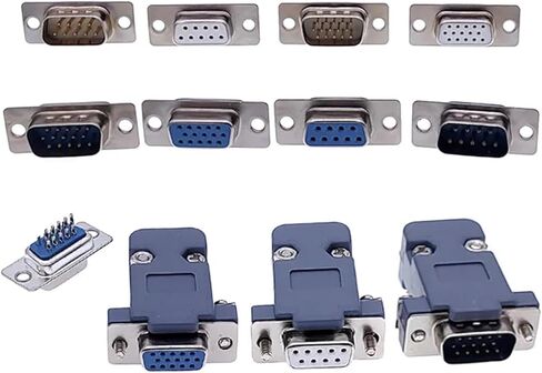 10PCS DB9 Connector Core VGA Pl9pin Port Socket Female Male D Type Adapter SUB DB15(3) in Saudi Arabia