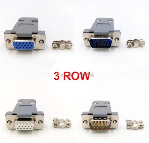 10PCS DB9 Connector Core VGA Pl9pin Port Socket Female Male D Type Adapter SUB DB15(3) in Saudi Arabia