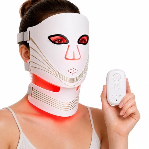Red Light Therapy Face and Neck Mask - FDA 510 (k) Cleared (K253054) LED Facial Mask for Beauty and Skin Glow | 3 Light Modes, Soft Silicone Rechargeable in Saudi Arabia