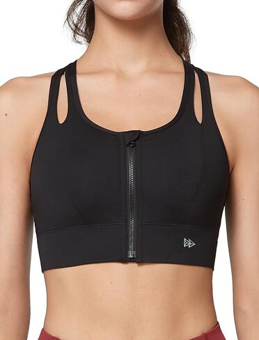 Yvette Sports Bras for Women High Impact Zip Front Sports Bra High Support Large Bust for Workout Running,Blue in Saudi Arabia