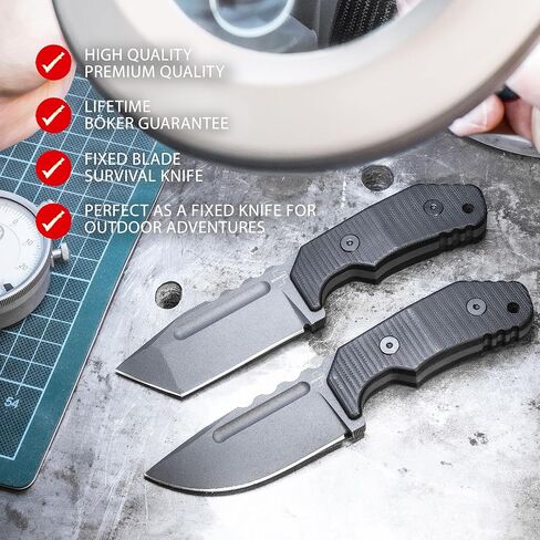 Böker Plus Little Dvalin Tanto - سكين EDC صغير وثابت بمقبض G10 - شفرة D2 - مع غمد Kydex in Kuwait