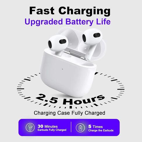 Wireless Charging Case Replacement Compatible with AirPods 3, for Airpods 3 Charging Case with Bluetooth Pairing Button, 680mAh Battery, Supports Wireless & Wired Charging (No Earbuds) in Kuwait
