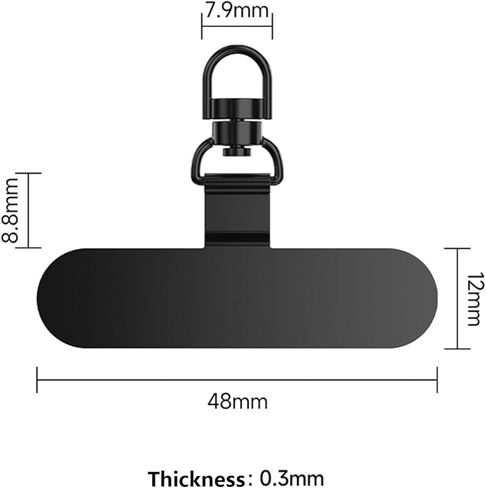 360°Swivel Phone Tether Tab Lanyard Tab 4pcs Ultra Thin Stainless Steel Case Insert Clip Patch for All Phone Cases, Black in Saudi Arabia