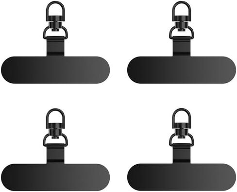 360°Swivel Phone Tether Tab Lanyard Tab 4pcs Ultra Thin Stainless Steel Case Insert Clip Patch for All Phone Cases, Black in Saudi Arabia
