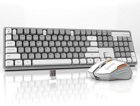 Ergonomic Wireless Keyboard and Mouse Combo, 2.4GHz Cordless Full Size Keyboard and Mouse, Rechargeable and Low Noise for Computer/Laptop/Windows/Desktop(Gray-Black) in Saudi Arabia