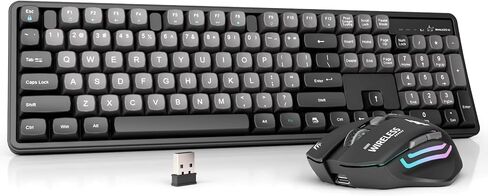 Ergonomic Wireless Keyboard and Mouse Combo, 2.4GHz Cordless Full Size Keyboard and Mouse, Rechargeable and Low Noise for Computer/Laptop/Windows/Desktop(Gray-Black) in Saudi Arabia