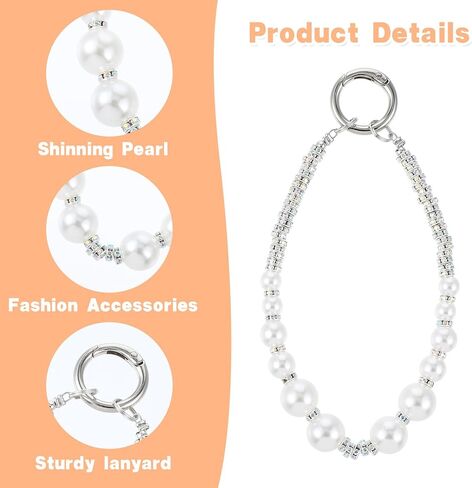 2 Pack Phone Wrist Strap, Pearl Beaded Phone Charm, Hands-Free Wristlet Bracelet, Detachable with Tether Tab in Kuwait
