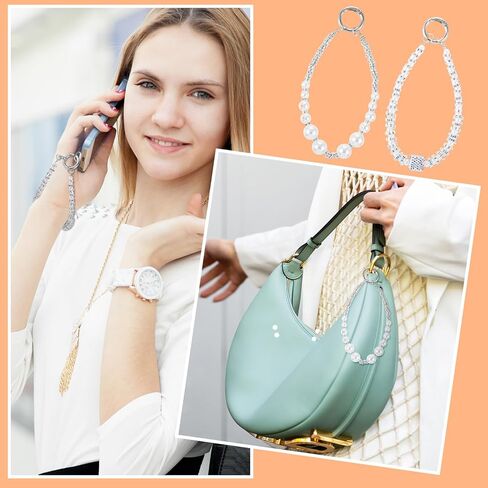 2 Pack Phone Wrist Strap, Pearl Beaded Phone Charm, Hands-Free Wristlet Bracelet, Detachable with Tether Tab in Kuwait